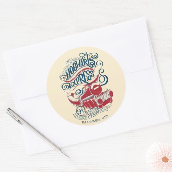 Harry_Potter___Hogwarts_Express_Typography_Classic_Round_Sticker_3 Harry Potter Hogwarts Express Typography Classic Round Sticker
