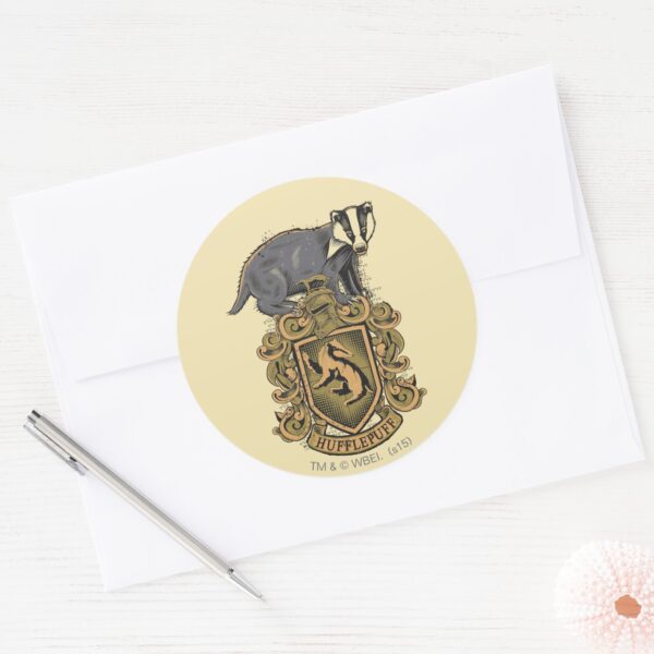 Harry_Potter___Hufflepuff_Crest_with_Badger_Classic_Round_Sticker_3 Harry Potter Hufflepuff Crest With Badger Classic Round Sticker