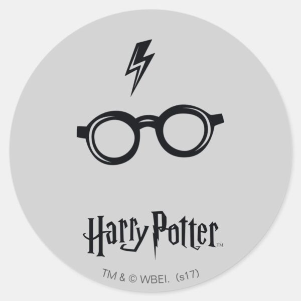 Harry Potter Lightning Scar And Glasses Classic Round Sticker