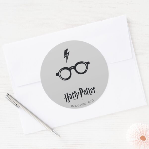 Harry Potter Lightning Scar And Glasses Classic Round Sticker