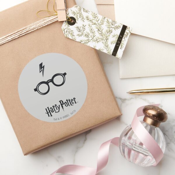 Harry Potter Lightning Scar And Glasses Classic Round Sticker