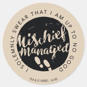 Harry Potter Marauders Map Charms Typography Classic Round Sticker