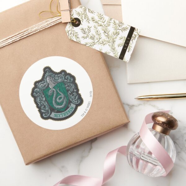 Harry_Potter___Retro_Mighty_Slytherin_Crest_Classic_Round_Sticker_5 Harry Potter Retro Mighty Slytherin Crest Classic Round Sticker