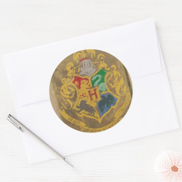 Harry Potter Rustic Hogwarts Crest Classic Round Sticker
