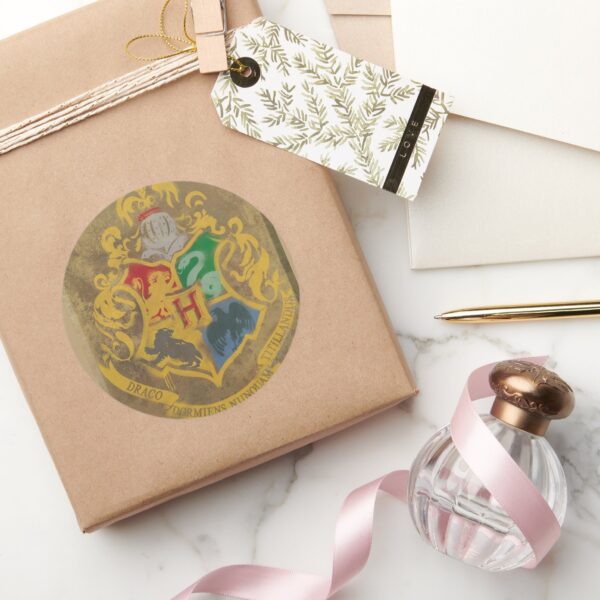 Harry Potter Rustic Hogwarts Crest Classic Round Sticker