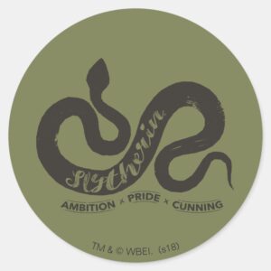 Harry_Potter___SLYTHERIN™_Silhouette_Typography_Classic_Round_Sticker_1 Harry Potter SLYTHERIN™ Silhouette Typography Classic Round Sticker