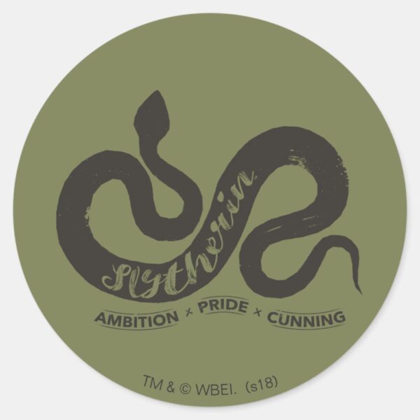Harry Potter SLYTHERIN™ Silhouette Typography Classic Round Sticker