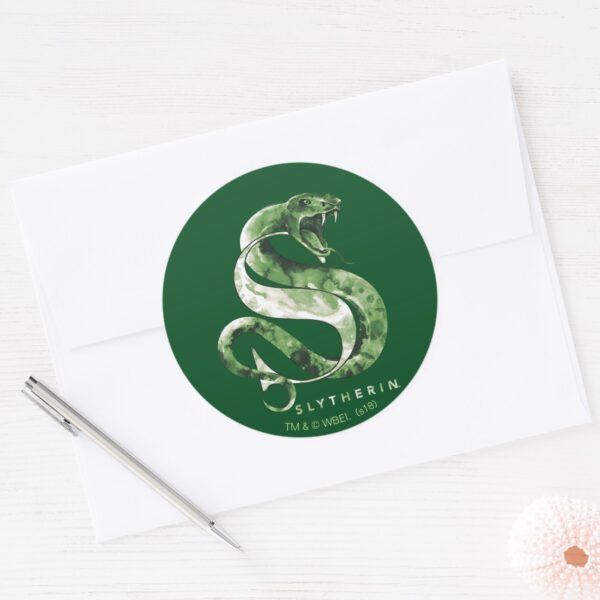 Harry Potter SLYTHERIN™ Snake Watercolor Classic Round Sticker