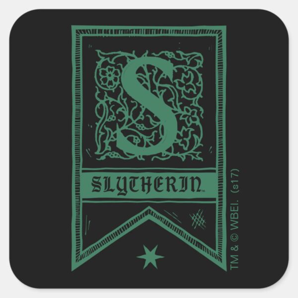 Harry_Potter___Slytherin_Monogram_Banner_Square_Sticker_1 Harry Potter Slytherin Monogram Banner Square Sticker