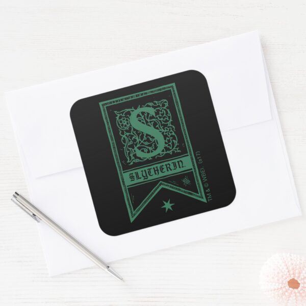 Harry_Potter___Slytherin_Monogram_Banner_Square_Sticker_3 Harry Potter Slytherin Monogram Banner Square Sticker
