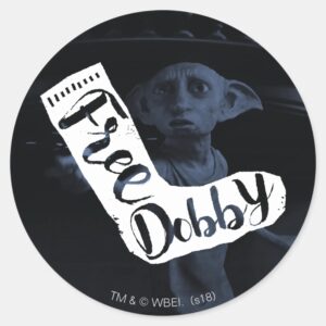 Harry_Potter____Free_Dobby__Sock_Typography_Classic_Round_Sticker_1 Harry Potter Free Dobby Sock Typography Classic Round Sticker