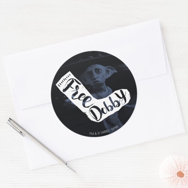Harry_Potter____Free_Dobby__Sock_Typography_Classic_Round_Sticker_3 Harry Potter Free Dobby Sock Typography Classic Round Sticker