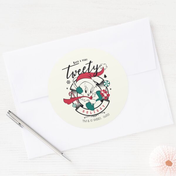Have_A_Very_TWEETY™_Holiday_Classic_Round_Sticker_3 Have A Very TWEETY™ Holiday Classic Round Sticker