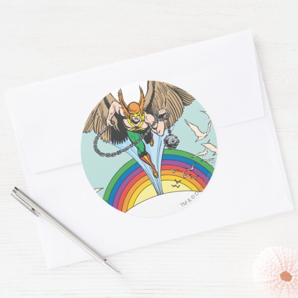 Hawkman Flies Thru Sky Classic Round Sticker