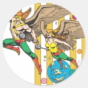 Hawkman_&_Hawkwoman_Classic_Round_Sticker_1 Hawkman Hawkwoman Classic Round Sticker