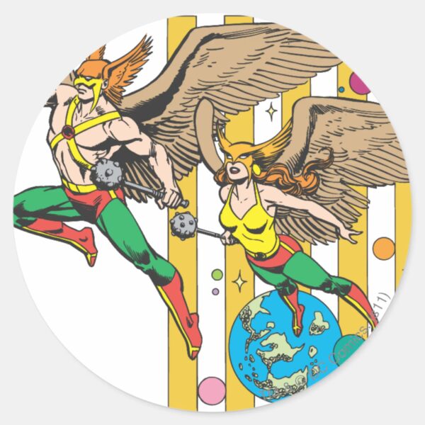 Hawkman_&_Hawkwoman_Classic_Round_Sticker_1 Hawkman Hawkwoman Classic Round Sticker