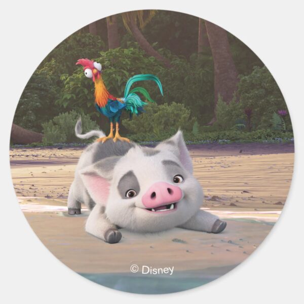Heihei_and_Pua_Playtime_Classic_Round_Sticker_1 Heihei And Pua Playtime Classic Round Sticker