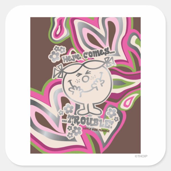 Here_Come_Trouble___Neon_Background_Square_Sticker_1 Here Come Trouble Neon Background Square Sticker