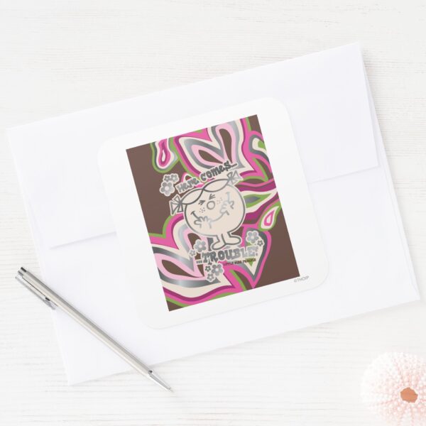 Here_Come_Trouble___Neon_Background_Square_Sticker_3 Here Come Trouble Neon Background Square Sticker