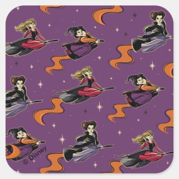 Hocus_Pocus_Flying_Witches_Pattern_Square_Sticker_1 Hocus Pocus Flying Witches Pattern Square Sticker