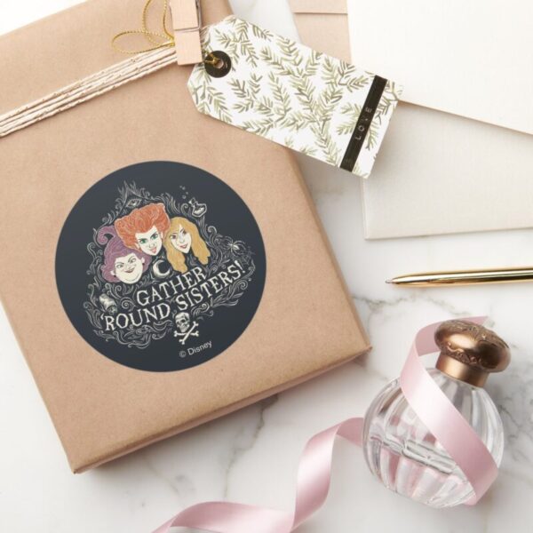 Hocus_Pocus_Gather_'Round_Sisters_Classic_Round_Sticker_5 Hocus Pocus Gather Round Sisters Classic Round Sticker