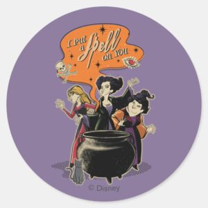 Hocus Pocus Retro Spellcasting Cauldron Classic Round Sticker