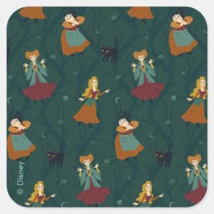 Hocus Pocus Sanderson Sisters Forest Pattern Square Sticker