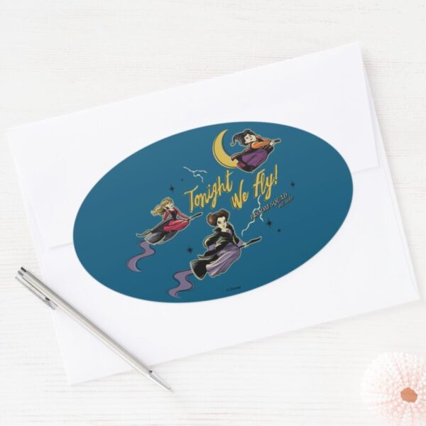 Hocus_Pocus_Tonight_We_Fly_Broom_Squad_Oval_Sticker_3 Hocus Pocus Tonight We Fly Broom Squad Oval Sticker