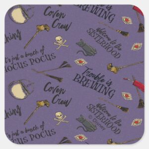Hocus Pocus Trouble Is Brewing Pattern Square Sticker