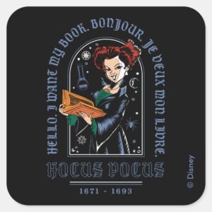 Hocus Pocus Winifreds Book Of Spells Square Sticker