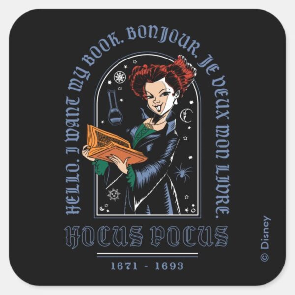 Hocus_Pocus_Winifred’s_Book_of_Spells_Square_Sticker_1 Hocus Pocus Winifreds Book Of Spells Square Sticker