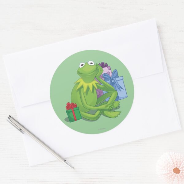 Holiday_Kermit_3_Classic_Round_Sticker_3 Holiday Kermit 3 Classic Round Sticker