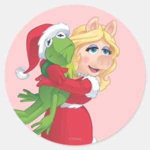 Holiday Kermit And Miss Piggy Classic Round Sticker
