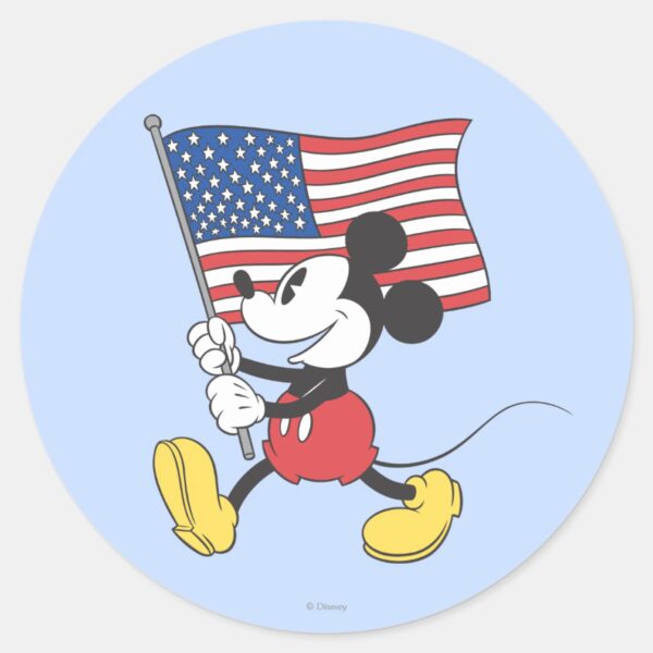 Holiday_Mickey___Flag_Classic_Round_Sticker_1 Holiday Mickey Flag Classic Round Sticker