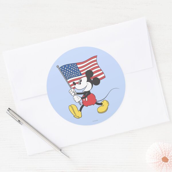 Holiday_Mickey___Flag_Classic_Round_Sticker_3 Holiday Mickey Flag Classic Round Sticker