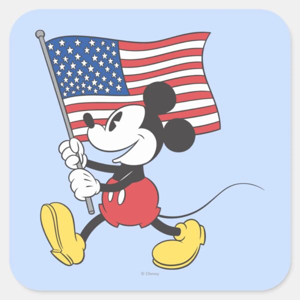 Holiday_Mickey___Flag_Square_Sticker_1 Holiday Mickey Flag Square Sticker