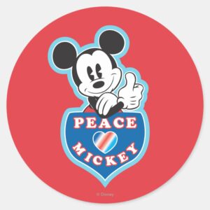 Holiday_Mickey___Peace_Love_Classic_Round_Sticker_1 Holiday Mickey Peace Love Classic Round Sticker