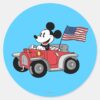 Holiday_Mickey___Red_Convertible_Classic_Round_Sticker_1 Holiday Mickey Red Convertible Classic Round Sticker