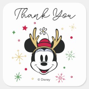 Holiday_Minnie_Mouse_Baby_Shower_Square_Sticker_2 Holiday Minnie Mouse Baby Shower Square Sticker