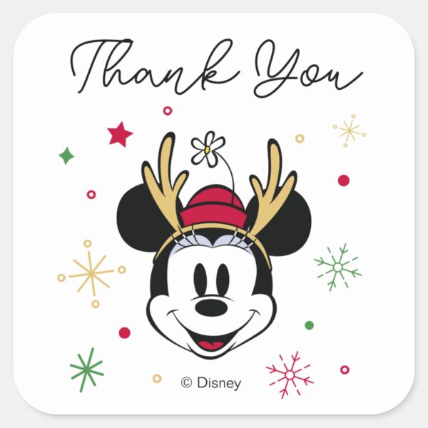 Holiday_Minnie_Mouse_Baby_Shower_Square_Sticker_2 Holiday Minnie Mouse Baby Shower Square Sticker