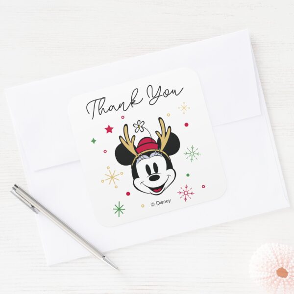 Holiday_Minnie_Mouse_Baby_Shower_Square_Sticker_4 Holiday Minnie Mouse Baby Shower Square Sticker