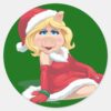 Holiday_Miss_Piggy_2_Classic_Round_Sticker_1 Holiday Miss Piggy 2 Classic Round Sticker