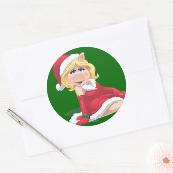 Holiday_Miss_Piggy_2_Classic_Round_Sticker_3 Holiday Miss Piggy 2 Classic Round Sticker