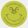 How_Grinch_Stole_Christmas_Face_-_Address_Classic_Round_Sticker_1 How Grinch Stole Christmas Face Address Classic Round Sticker