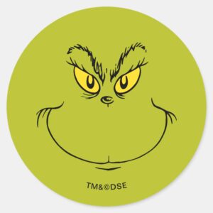 How Grinch Stole Christmas Face Classic Round Sticker