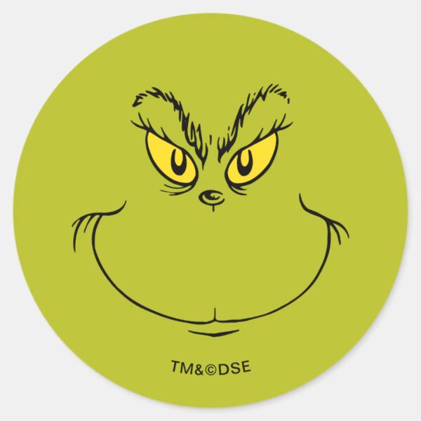 How_Grinch_Stole_Christmas_Face_Classic_Round_Sticker_1 How Grinch Stole Christmas Face Classic Round Sticker