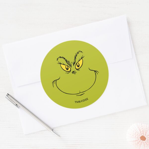 How_Grinch_Stole_Christmas_Face_Classic_Round_Sticker_3 How Grinch Stole Christmas Face Classic Round Sticker