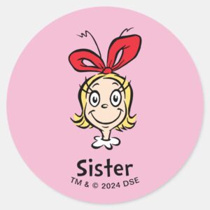 How Grinch Stole Christmas Grinch Sister Classic Round Sticker