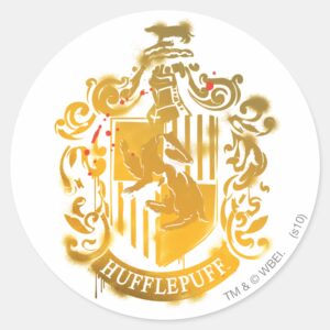 Hufflepuff Crest Splattered Classic Round Sticker