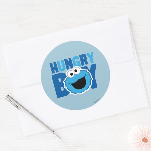 Hungry_Cookie_Monster_Classic_Round_Sticker_3 Hungry Cookie Monster Classic Round Sticker